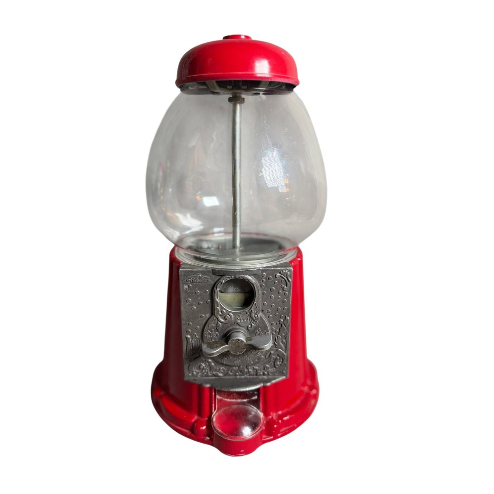 Vintage Carousel Industries Red Gumball Machine Glass Globe Metal Base SC2-2
